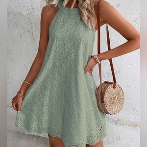 Embroidered Halter Dress
